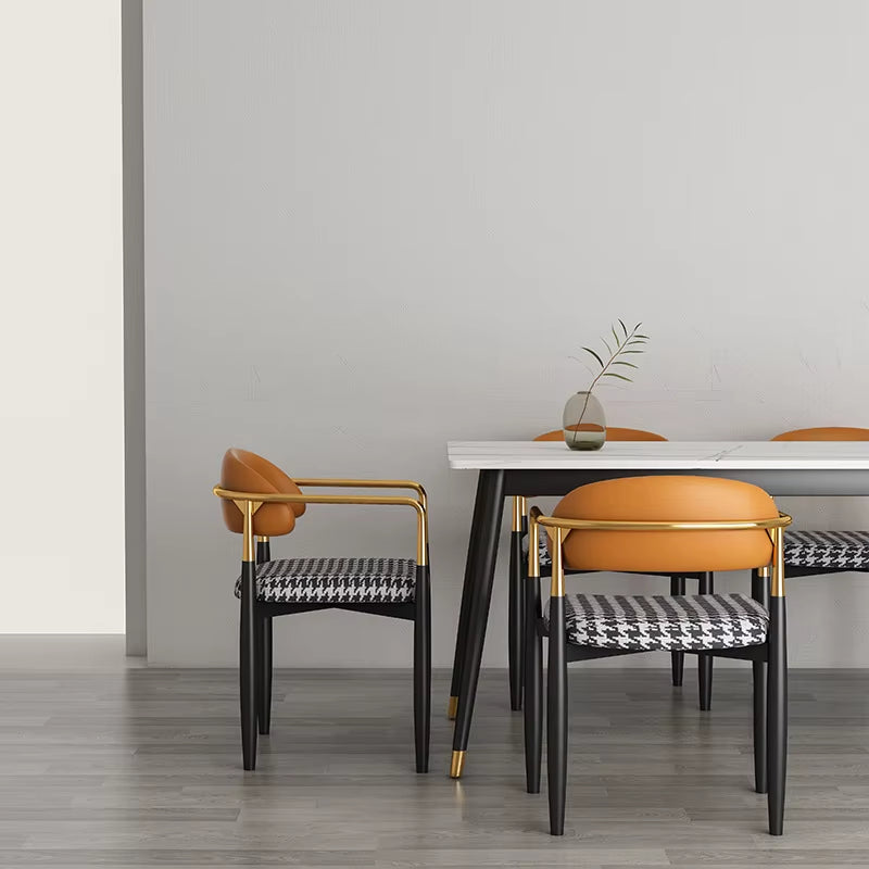 Nordic Light Luxury Dining Chair Creative Iron Leisure Home Back Desk Makeup Chairs for Bedroom