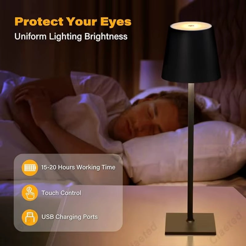 Cordless Table Lamp for Bedroom Rechargeable Wireless Touch Lamp Camping Candle Creative Lamp Rechargeable Coffee Bar Desk Lamp