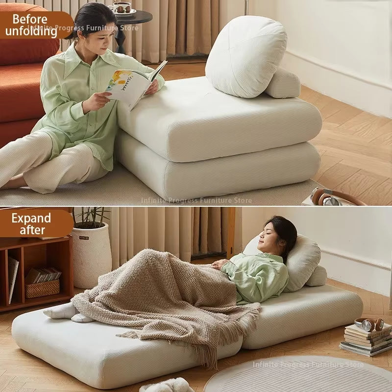 Fabric Sofa Living Room Single Sofa Sofa Bed Creative Living Furniture Small Living Room Foldable Dual-Use Folding Sofa Bed