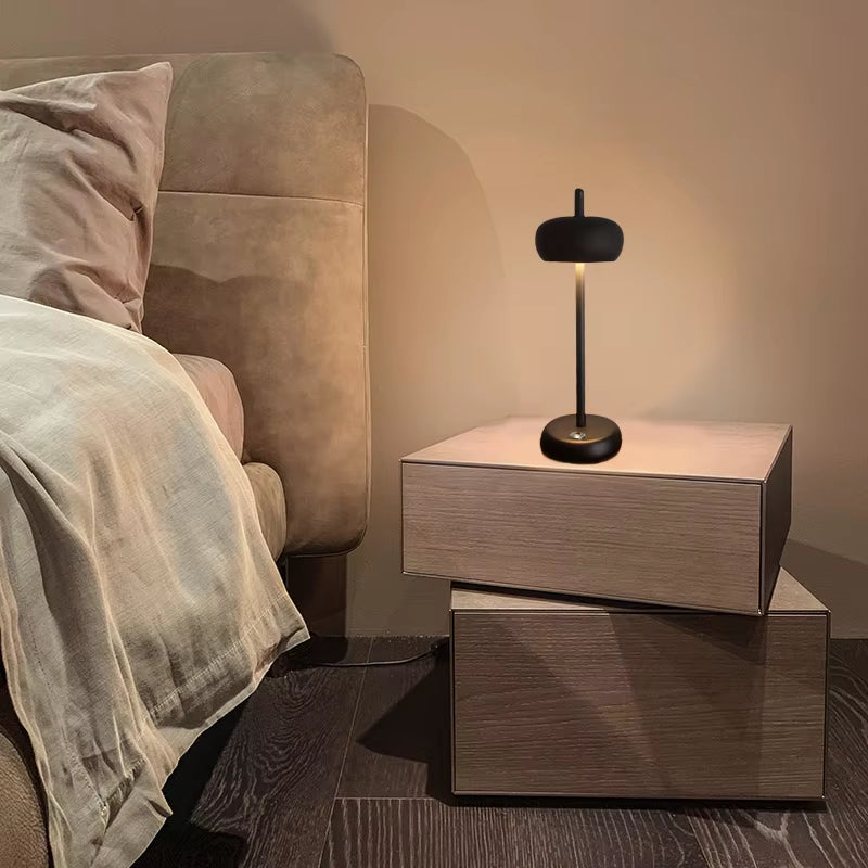 Circular Table Lamp LED Art Design Cordless Table Lamp Bedside Lamp Bedroom Lamp Portable Desk Lamp Home Decoration