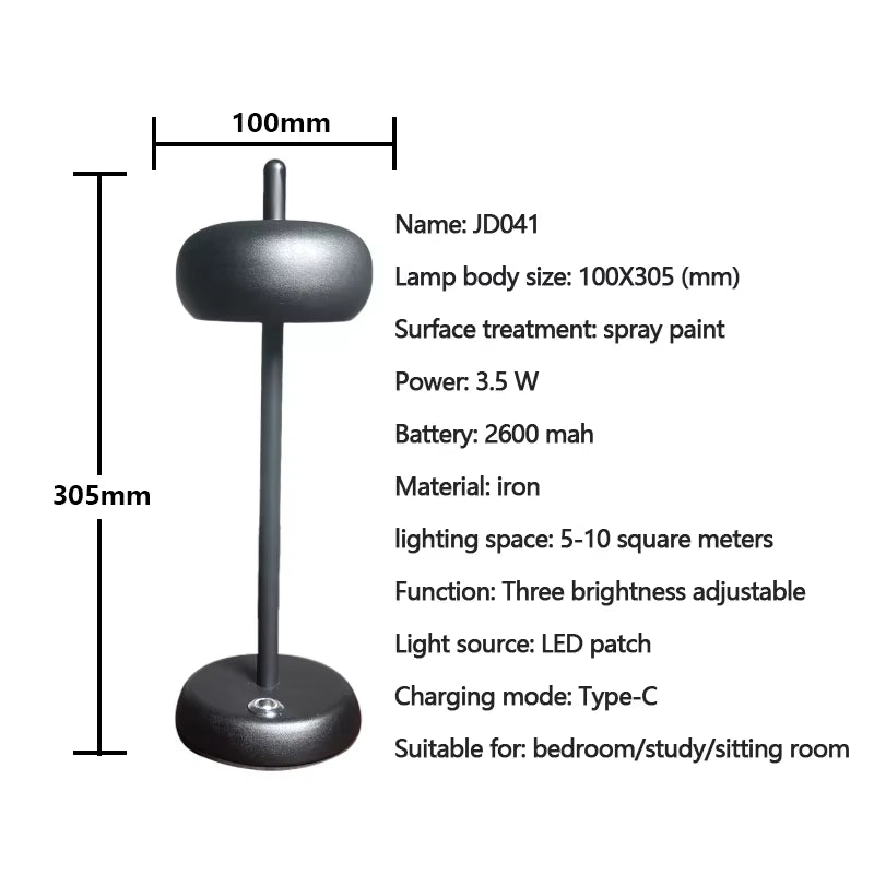 Circular Table Lamp LED Art Design Cordless Table Lamp Bedside Lamp Bedroom Lamp Portable Desk Lamp Home Decoration