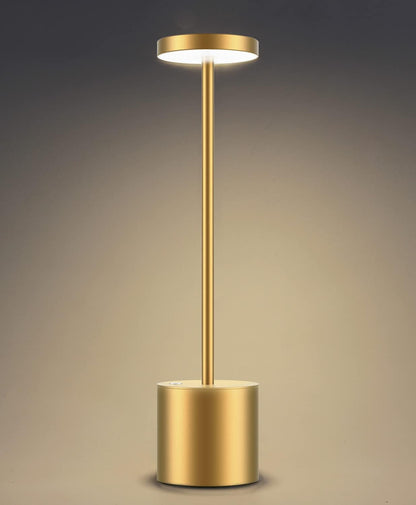 Cordless Table Lamp, Rechargeable LED Battery 6000Mah Metal USB Portable Powered Desk Lamp, 3 Levels Brightness Light for Restaurants Outdoor (13.25In Gold)